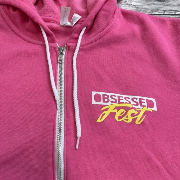 Bella + Canvas Women's 2023 Obsessed Fest Full Zipper Hoodie XL Extra Large Pink - Picture 7 of 16